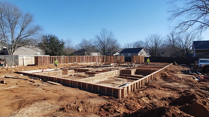 Aufkleber - construction site with house foundation