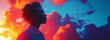 © T-elle - Hopeful Horizon. The silhouette of a young man against a vibrant sunset sky, suggests a sense of optimism and anticipation for the future.