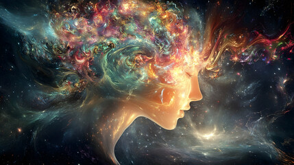 Wall Mural - conceptual image of ai in creative design generating digital art -
