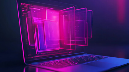 Poster - file sharing concept, Data transfer, ftp file receiver and backup on the monitor screen