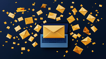 Aufkleber - a concept of email on a dark blue background