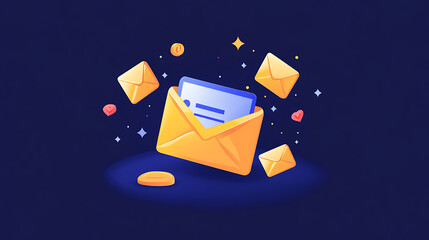Aufkleber - a concept of email on a dark blue background