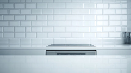 Aufkleber - kitchen counter top in front of white tiles