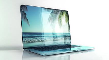 Aufkleber - laptop with transparent screen on a white background