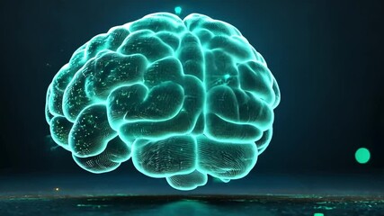 Wall Mural - digital representation of a brain with glowing connections and vibrant data points at night