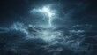 © Alienmarsh - A powerful lightning bolt strikes the turbulent ocean during a fierce storm.