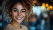 © Siasart - Smiling Woman with Curly Hair and Glasses - Portrait Illustration