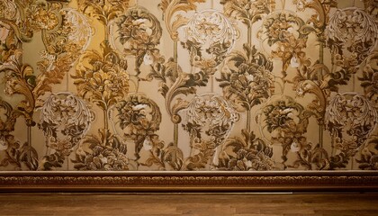 Wall Mural - Ornate wallpaper & baseboard