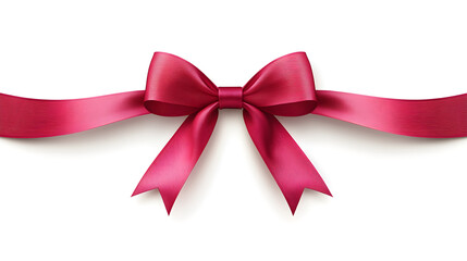 Wall Mural - A shiny red satin gift bow with ribbon isolated on a white background