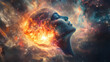 © Thiago - Cosmic mind a celestial representation of thought and imagination, burning bright with an inner glow and swirling with the vastness of the universe. Celestial. Illustration