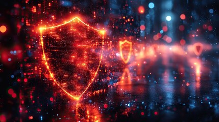 Wall Mural - a digital security shield icon on a screen, representing cyber protection and internet safety, with 