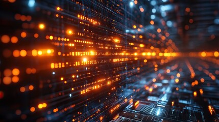 Wall Mural - a quantum computer concept, representing large data processing and digital chip technology.
