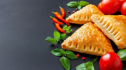 Delicious Tarts on Black Background Overhead Shot