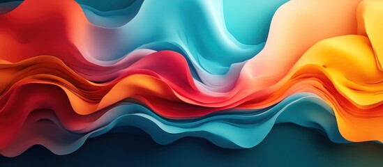 Wall Mural - abstract vibrant wavy background with red, orange, and blue colors.