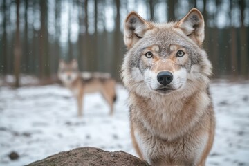  Captivating wolf in snowy forest