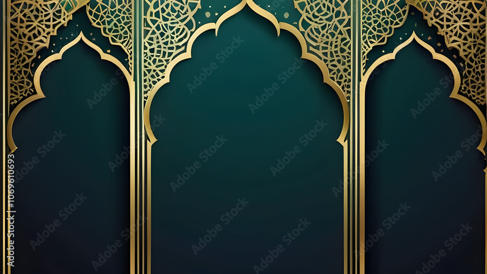 Arabic arch frames with gold gradient stroke border. Muslim holidays ...