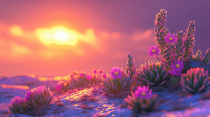 Sunlit desert garden cactus agave succulents, path warm sunset glow, botanical scene,photography nature decor,landscape art home,stone,plant,flower,floral,dry,afternoon,sofe,porch,backyard,deck,