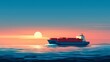 © kaiserseeing - Cargo Ship Sailing at Sunset Over Calm Waters