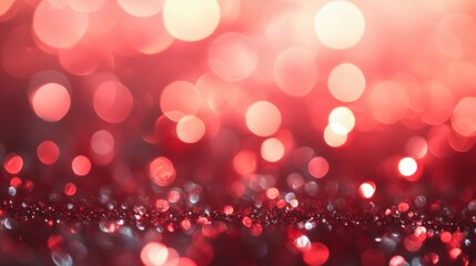 Wall Mural - A shimmering red bokeh backdrop brightens the surroundings, perfect for celebrating holidays or parties