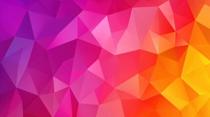 Wall Mural - Abstract Geometric Low Poly Background   Pink Orange Gradient