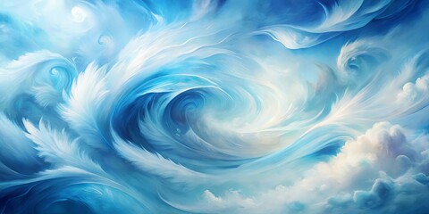 Wall Mural - abstract swirl of white and blue clouds forming a vortex in the sky