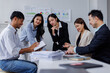 © David - Asian business people working together in the office, Young asian people at business meeting.