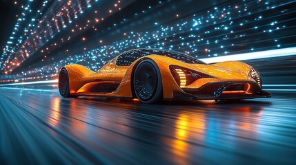 The 3D race car icon reflects the power and speed of auto racing, symbolizing the excitement of the sport in a dynamic visual.