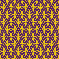 Wall Mural - seamless purple and gold medieval diamond pattern vector