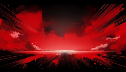 Poster - Abstract red and black background with a light at the horizon.