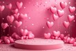 © Panuwat - 3D rendering pink background circular platform center either The Happy Valentine