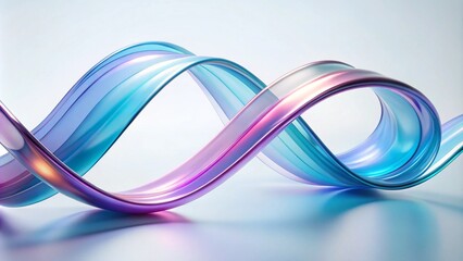 3d render of colorful glass ribbon in white background, soft blue and purple gradient, pastel color palette, sleek modern design, minimalist style, elegant curves, abstract shapes, futuristic elements