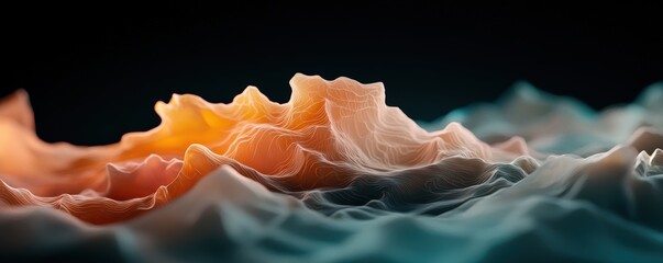 Wall Mural - neon fluid contours in surreal abstract landscape