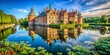 © Arnada - Captivating Egeskov Water Castle on Funen Island, Southern Denmark: A Stunning Reflection of Historical Architecture Surrounded by Lush Gardens and Serene Waterways