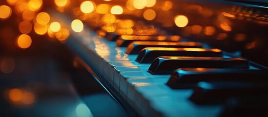 Piano Keys with Bokeh Lights