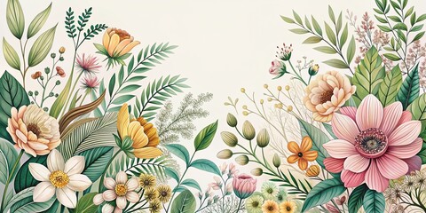  Elegant Hand-Drawn Floral and Foliage Illustration for Invitations and Save the Date Cards Featuring Intricate Details and Delicate Forms in a Beautiful Botanical Arrangement