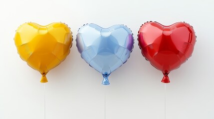 Flat heart-shaped balloon on white background