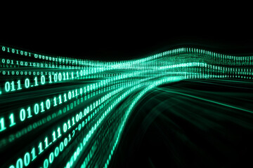 Wall Mural - green digital binary code