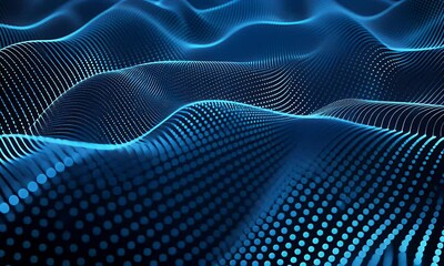 Wall Mural - dark blue wavy technology background, in the style of wavy lines and organic shapes, bokeh, technolo