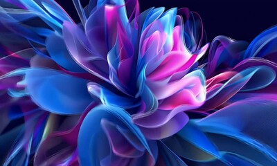 Wall Mural - abstract background with neon blue, purple and pink colors, liquid shapes and curves in the form of 