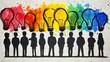 © tinnakorn - Rainbow light bulb, inspiring innovation and creativity in a diverse group of people