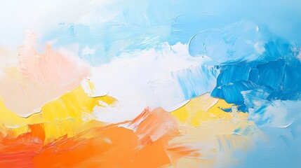 Vivid Abstract Art Painting Texture with Colorful Brushstrokes on Canvas - Close-Up View for Design and Creativity Concepts