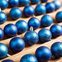 Wall Mural - Set of blue Christmas balls isolated on