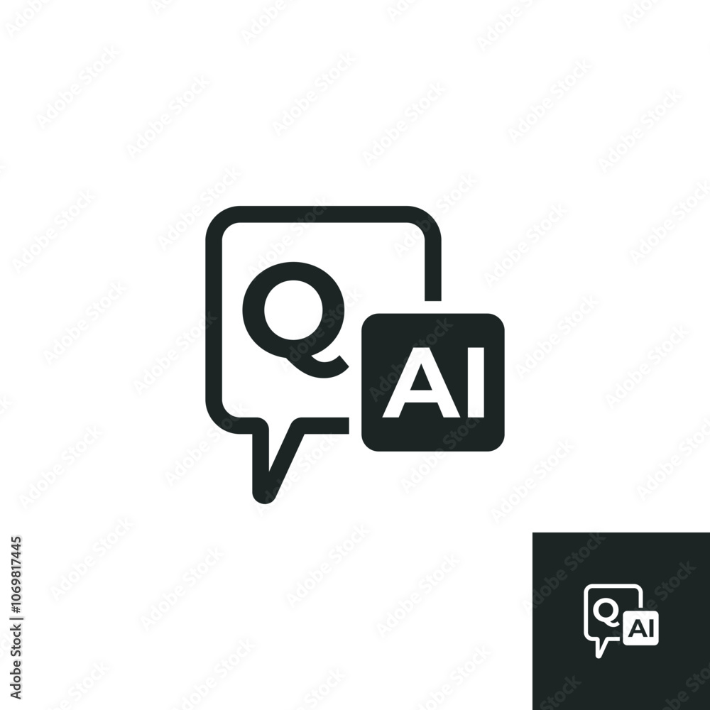 Question and answer with AI icon isolated on white background. Vector ...