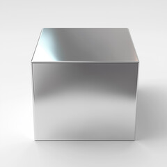 Silver box is sitting on a white surface