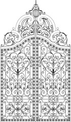 Wall Mural - illustration design sketch drawing detail classic vintage ethnic iron fence gate