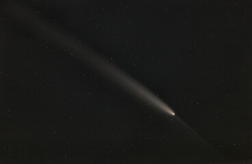 Wall Mural - real photo of comet c/2023 a3 (tsuchinshan-atlas). dark background. soft focus.