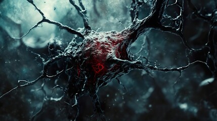 Wall Mural - microscopic view of a neuron - a glimpse into the human brain