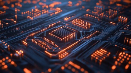 Aufkleber - Close-up of a glowing circuit board with intricate patterns
