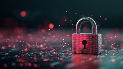 A padlock superimposed on a digital background with binary code and data streams, representing the importance of data security.