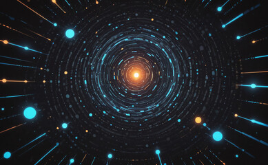 Wall Mural - spiral of dots with a yellow center